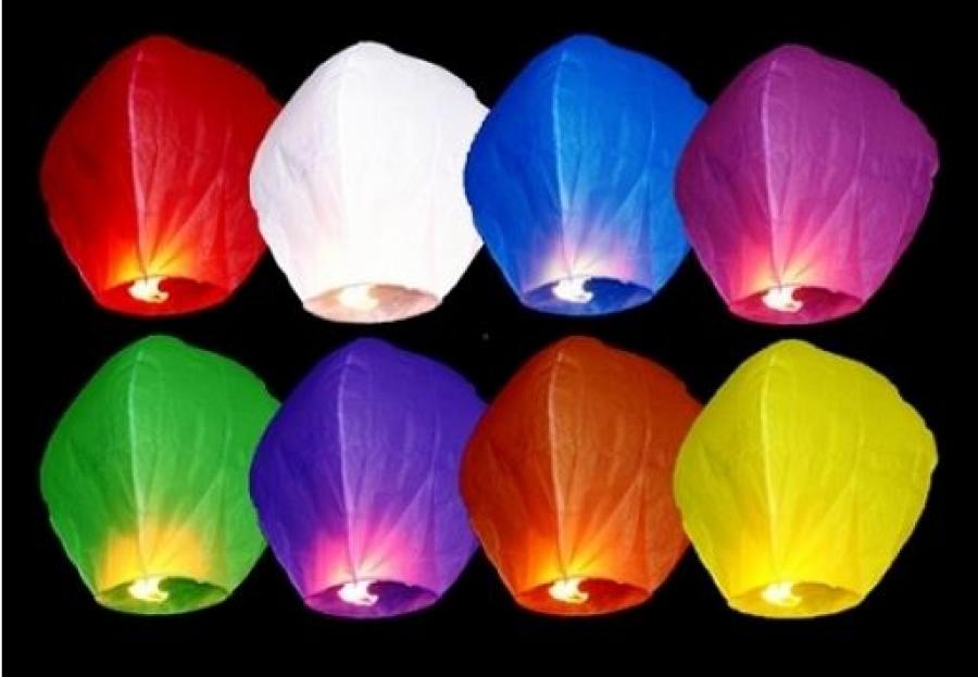 100 Lanterne Cinesi Volanti Colorate e Biodegradabili -   - Addobbi ed articoli per feste, eventi e party