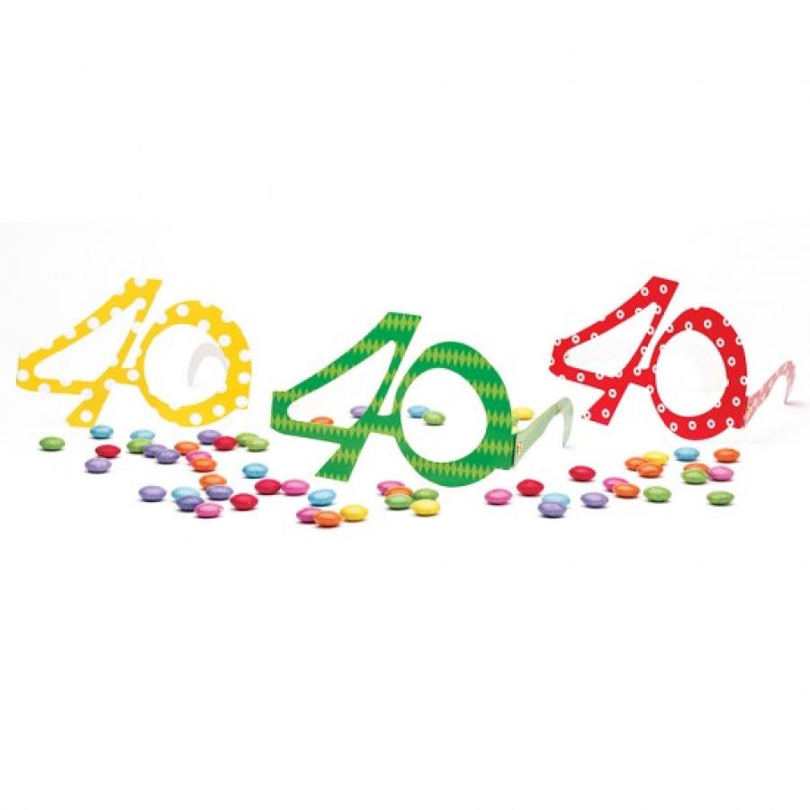 Occhiali 40 Anni CartaAccessori Festa Compleanno Adulto Scherzi - Cf 6 -   - Addobbi ed articoli per feste, eventi e party